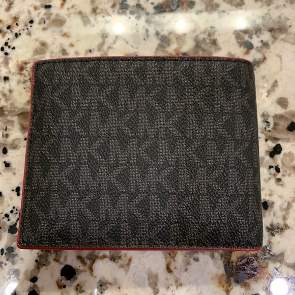 Brand 🆕 Men’s Black & Crimson MK Wallet - Picture 4 of 8